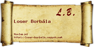 Loser Borbála névjegykártya